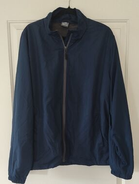 Men's Navy Windbreaker Jacket - Lightweight Full Zip
